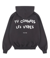 Washed Grey Tu Connais Les Vybes Hoodie