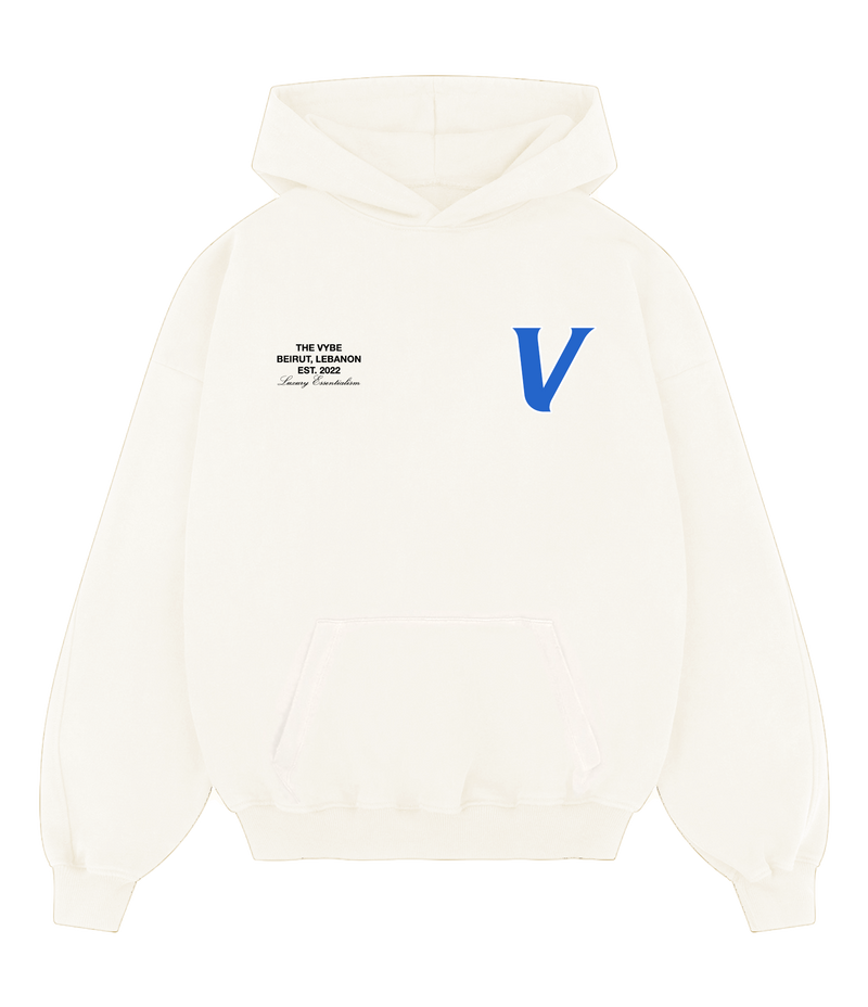 Vintage White Initial Hoodie