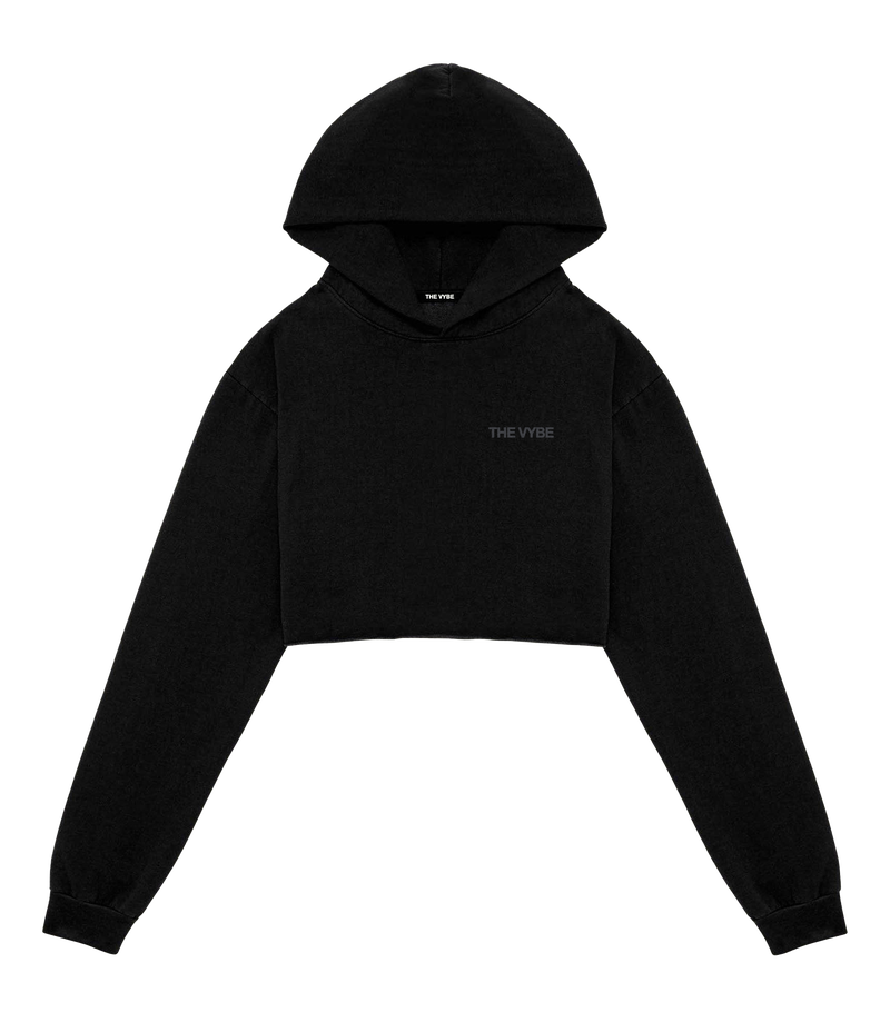 Obsidian Minimal Cropped Hoodie