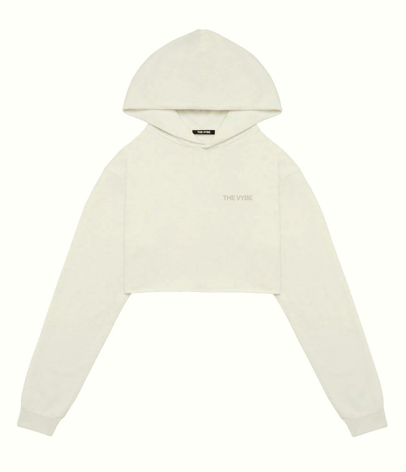 Stone Minimal Cropped Hoodie